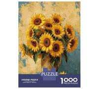Jigsaw Puzzles 1000 Piece for Teenagers Sunflower Bouquet Painting Print Jigsaw Puzzle Fun Games Perfect Decoration Gifts for Friends And Family 70x50cm/1000pcs