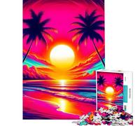 Jigsaw Puzzles 1000 Piece for Teenagers Sunset Beach Paradise Difficult And Challenge Home Decoration Relaxing Games for And 14 Years And over (38X26cm)