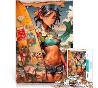 Jigsaw Puzzles 1000 Piece for teenagers Surfer Girl with Tattoos Family Activity for is ideal as a gift for the whole family 50x70cm