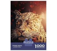 Jigsaw Puzzles 1000 Piece for Teenagers The Leopard with The Rose Puzzle for Adults Toy Wall Decor Difficult Challenge Challenging To Complete 52x38cm/1000pcs