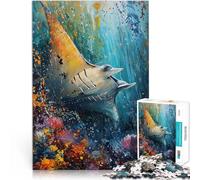 Jigsaw Puzzles 1000 Piece for teenagers The Majestic Manta Ray Challenging Difficult Fun at Home Activities, Birthday Present,Travel Gifts, 50x70cm