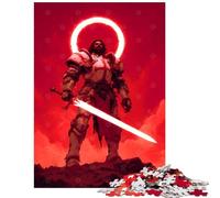 Jigsaw Puzzles 1000 Piece for Teenagers The Redeemer - Flame of The Righteous Red Knight with Glowing Sword Educational Games Family Activities DIY Toys Unique Birthday And Xmas Gifts