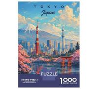 Jigsaw Puzzles 1000 Piece for Teenagers Tokyo Japan Cityscape with Mount Fuji Jigsaw Puzzle Fun Games Perfect Decoration Gifts for Friends And Family 70x50cm/1000pcs