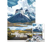 Jigsaw Puzzles 1000 Piece for Teenagers Torres Del Paine W Circuit Chile Fun Group Bonding Activity Indoors Memorable Festive Present Option (38x52cm)