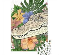 Jigsaw Puzzles 1000 Piece for Teenagers Tropical Crocodile Art Print Puzzles for Adults Fun Games Analysis And Logic Educational Challenge 52x38cm/1000pcs