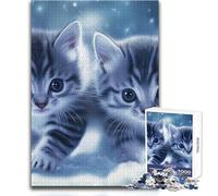 Jigsaw Puzzles 1000 Piece for Teenagers Two Kittens in The Snow Toys Educational Games But Fun And Humorous Art Work Gift Size 38x26cm