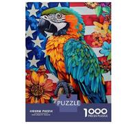 Jigsaw Puzzles 1000 Piece for Teenagers Vibrant Parrot & Flag Art Adult Puzzles Relaxing Games Pattern Assembly Birthday Present, Gifts, 52x38cm/1000pcs