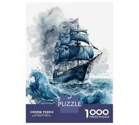 Jigsaw Puzzles 1000 Piece for Teenagers Watercolored Sailing Ship Jigsaw Puzzle Relaxing Games Wall Decoration Gifts for Friends And Family 38x26cm/1000pcs