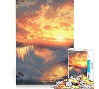 Jigsaw Puzzles 1000 Piece for Teenagers Waterfall Sunset Fun Games Challenging To Complete Deal As Gifts for The Whole Family 50x75cm