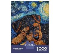 Jigsaw Puzzles 1000 Piece for Teenagers Welsh Terrier Puppy Starry Night Puzzle for Adults Relax Games Home Decoration Educational Challenge 52x38cm/1000pcs
