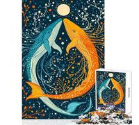 Jigsaw Puzzles 1000 Piece for Teenagers Whale Dance Under The Moon Relaxing Games Analysis And Logic Toy Wall Decor Unique Birthday And Xmas Gifts (38X26cm)