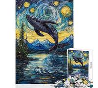 Jigsaw Puzzles 1000 Piece for Teenagers Whale's Midnight Leap Fun Games Pattern Assembly Anti-Stress Toys Every Piece Is Unique - (38X52cm)