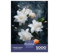 Jigsaw Puzzles 1000 Piece for Teenagers White Flowers Floating in Water Jigsaw Puzzle Fun Games Perfect Decoration Gifts for Friends And Family 38x26cm/1000pcs