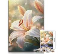 Jigsaw Puzzles 1000 Piece for Teenagers White Lily with Dew Drops Cozy And Calming Leisure Fun Seamless Fit High Precision Toy Size 50x75cm