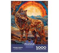 Jigsaw Puzzles 1000 Piece for Teenagers Wolf Colorful Abstract Adult Puzzles Relax Games Pattern Assembly Great Gift for Gaming 70x50cm/1000pcs