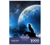 Jigsaw Puzzles 1000 Piece for Teenagers Wolf Howling at Moon Adult Puzzles Relax Games Pattern Assembly Great Gift for Gaming 38x26cm/1000pcs