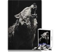 Jigsaw Puzzles 1000 Piece for Teenagers Wolf Howling in Darkness Beautiful Design Game Improve Memory Birthday Gift Size 38x26cm