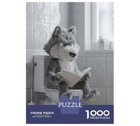Jigsaw Puzzles 1000 Piece for Teenagers Wolf Reading on The Toilet Adult Puzzles Hands-on Game Perfect Decoration Great Gift for Gaming 38x26cm/1000pcs