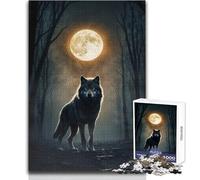 Jigsaw Puzzles 1000 Piece for Teenagers Wolf Under Full Moon Toy Intellectual Game Staycation Kill Time Secret Santa Gifts Size 50x75cm