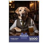 Jigsaw Puzzles 1000 Piece for Teenagers Yellow Labrador in The Pub Adult Puzzles Relax Games Pattern Assembly Great Gift for Gaming 38x26cm/1000pcs