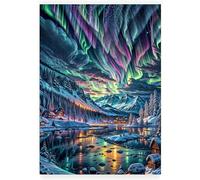 Jigsaw Puzzles 1000 piece,Puzzles for Adults,Challenging Educational Family Activity Games Home Decoration Puzzle Aurora Mountain Scenery 29.5 x 19.7 inch