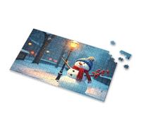 Jigsaw Puzzles 1000 Pieces A Cheerful Snowman Stands By A Glowing Street Lamp On A Snowy Evening. Picture Puzzle Gift For 4 Year Old Boy Puzzles For Kids Ages 4-6(500PCS)