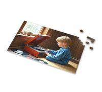 Jigsaw Puzzles 1000 Pieces A Child Plays With A Vintage Record Player. Picture Puzzle Puzzle Books For Adults Toys For Ages 2-4(300PCS)