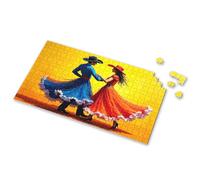 Jigsaw Puzzles 1000 Pieces A Couple In Colorful Traditional Attire Dancing Against A Vibrant Yellow Background. Picture Puzzle Toddler Puzzles 1500 Piece Puzzle(500PCS)