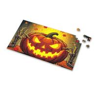 Jigsaw Puzzles 1000 Pieces A Glowing Jack-O'-Lantern With Skeletal Hands. Picture Puzzle Toddler Puzzles 1500 Piece Puzzle(1000PCS)