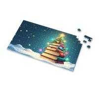 Jigsaw Puzzles 1000 Pieces A Stack Of Books Forms A Christmas Tree With Colorful Lights. Picture Puzzle Puzzle Books For Adults Toys For Ages 2-4(1000PCS)