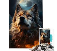 Jigsaw Puzzles 1000 Pieces A Wolf in The Starry Sky Stress Relief Mind Game No Odd Smell Safe Materials Cheerful Activity for Happy Gatherings (Size 50x75cm)