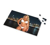Jigsaw Puzzles 1000 Pieces A Woman In A White Bikini Poses Against A City Skyline At Night. Picture Puzzle Puzzle Books For Adults Toys For Ages 2-4(300PCS)