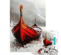Jigsaw Puzzles 1000 Pieces Abadonned Viking Boat Handeye Coordination Training Advanced Mold Cutting Tech Attractive Gifts for Art Lovers (Size 38x26cm)