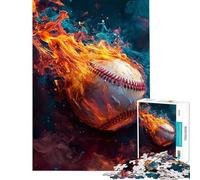 Jigsaw Puzzles 1000 Pieces Abstract Baseball Flames Stress Relief Mind Game No Odd Smell Safe Materials Cheerful Activity for Happy Gatherings (Size 38x26cm)