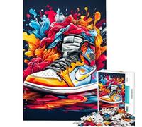 Jigsaw Puzzles 1000 Pieces Abstract Colorful Shoes Stress Relief Mind Game No Odd Smell Safe Materials Cheerful Activity for Happy Gatherings (Size 38x26cm)