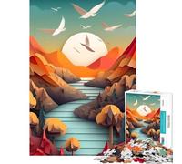 Jigsaw Puzzles 1000 Pieces Abstract D Landscape Stress Relief Mind Game No Odd Smell Safe Materials Cheerful Activity for Happy Gatherings (Size 38x26cm)