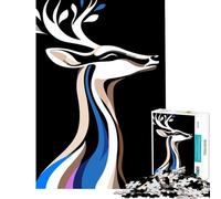 Jigsaw Puzzles 1000 Pieces Abstract Deer Portrait Stress Relief Mind Game No Odd Smell Safe Materials Cheerful Activity for Happy Gatherings (Size 38x52cm)