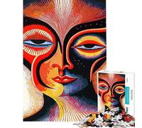 Jigsaw Puzzles 1000 Pieces Abstract Face Stress Relief Mind Game No Odd Smell Safe Materials Cheerful Activity for Happy Gatherings (Size 38x52cm)