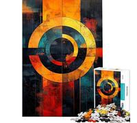 Jigsaw Puzzles 1000 Pieces Abstract Geometric Art Stress Relief Mind Game No Odd Smell Safe Materials Cheerful Activity for Happy Gatherings (Size 38x52cm)