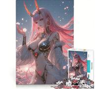 Jigsaw Puzzles 1000 Pieces Anime Demon Girl with Pink Hair, Brain Teaser Game, Difficult Challenge, Deal As Gifts for The Whole Family 50x75cm