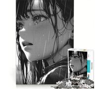 Jigsaw Puzzles 1000 Pieces Anime Girl Crying in Rain, Brain Teaser Game, Difficult Challenge, Deal As Gifts for The Whole Family 50x75cm