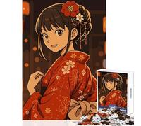 Jigsaw Puzzles 1000 Pieces Anime Girl in Kimono with Lanterns Jigsaw Puzzles for Adults Precision Cutting Train Your Brain And Hands Toy Intellectual Game (50x75cm)