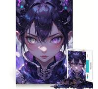 Jigsaw Puzzles 1000 Pieces Anime Girl with Purple Eyes Accurate Joint Fun, Brain Skill Play, Peace Time Play, Christmas Art Display (38x52cm)
