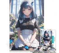 Jigsaw Puzzles 1000 Pieces Anime Maid Floral House, Brain Teaser Game, Difficult Challenge, Deal As Gifts for The Whole Family 50x75cm