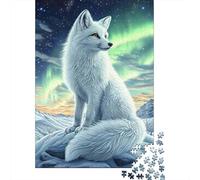 Jigsaw Puzzles 1000 Pieces Arctic Fox Night Sky Jigsaw 52x38cm/1000pcs Toy for Adults And Kids Challenging Creative Family Game DIY Cardboard