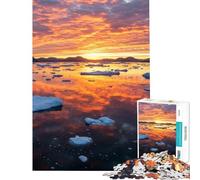 Jigsaw Puzzles 1000 Pieces Arctic Sunset with Icebergs Difficult And Challenge For Family Fun Toy Wall Decor for And from 14 Years And over (50X75cm)