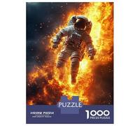 Jigsaw Puzzles 1000 Pieces Astronaut Engulfed in Flames in Space Puzzles for Adults Relaxing Games Difficult Challenge Fun at Home Activities, 52x38cm/1000pcs