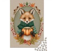Jigsaw Puzzles 1000 Pieces Autumn Fox with Pumpkin Mug Adult Jigsaw Puzzle Brain Teaser Game Analysis And Logic Christmas Birthday Gifts 52x38cm/1000pcs