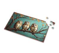 Jigsaw Puzzles 1000 Pieces Autumn Owls Perched On Branches With Falling Leaves Picture Puzzle Puzzle 300 Piece Puzzles(1000PCS)