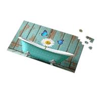 Jigsaw Puzzles 1000 Pieces Bath Time Bliss With Blue Butterflies And Daisy Picture Puzzle Activity Books For Kids Ages 6-8 Toddler Toys(500PCS)